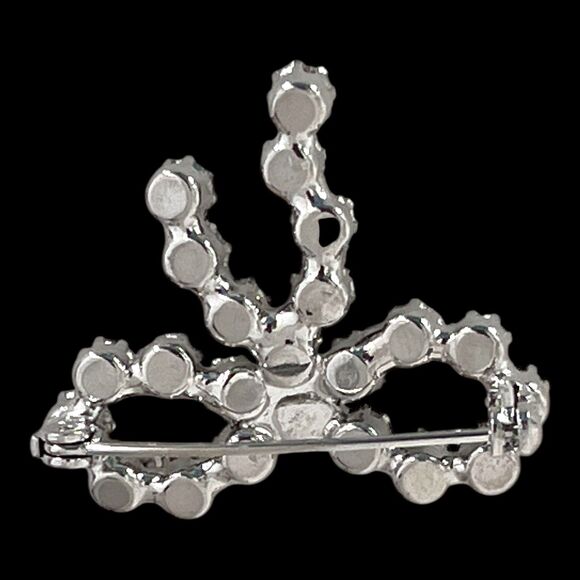 Vintage Rhinestone Pin Silver Tone Prong Set Crystal Mid Century Retro 10Q - Picture 2 of 5